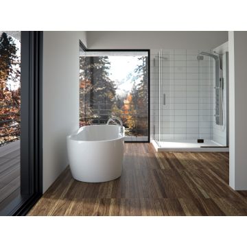 Baignoire autoportante Berlin F1 3266 AFR blanche en acrylique avec drain central et système Air