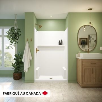 Douche Galatea SH4834 blanche une pièce pour alcôve en AcrylX™ avec drain central