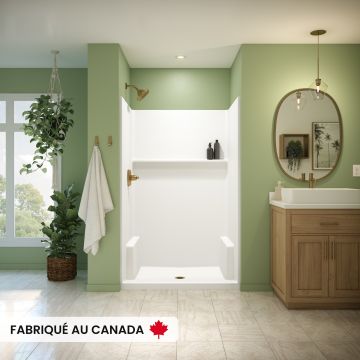 Douche Galatea SH4834X AFR blanche une pièce pour alcôve en AcrylX™ avec drain central