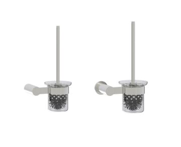 montage muraled ensemble brosse de toilette with verre givré Bowl PORTO 137610 nickel brossé