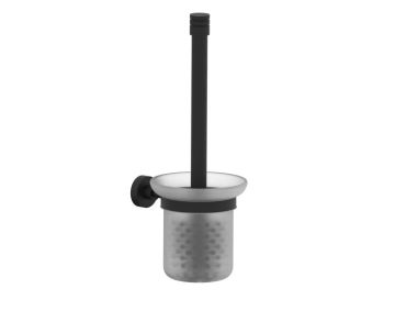 montage muraled ensemble brosse de toilette with verre givré OSLO 144610 noir mat