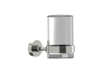 montage muraled Bathroom Tumbler & Toothbrush Holder with Chrome Glass OSLO 144660 nickel brossé