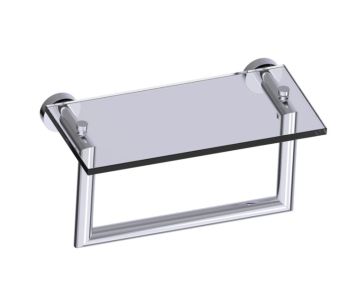 10 po tablette en verre avec barre à serviette dos plein OSLO 144676SB chrome poli