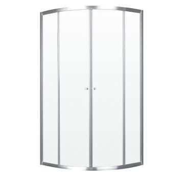 Porte de douche coulissante Barolo Néo-ronde 36 x 36 x 70 po 4 mm pour installation en coin avec verre clair et fini chrome