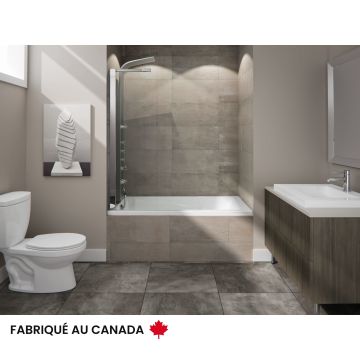 Zenya 6032 BI AFR Baignoire blanche alcôve en acrylique avec drain à gauche et système Whirlpool & Activ-air