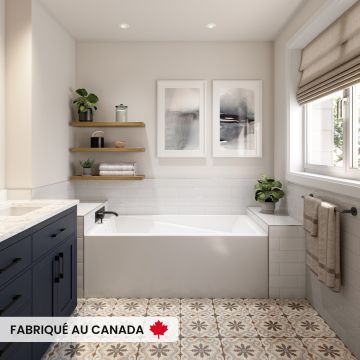 Breault 3260 BJI AFR Baignoire blanche alcôve en acrylique avec drain à gauche