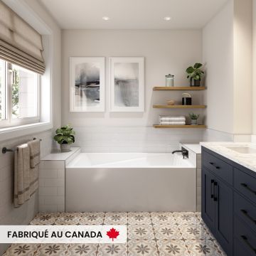 Breault 3260 BJI AFR Baignoire blanche alcôve en acrylique avec drain à droite