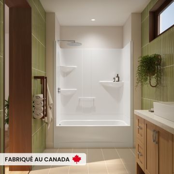 Baignoire-douche Astley Access TS-6032 AFR blanche une pièce pour alcôve en acrylique avec drain à gauche