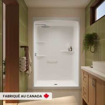 Douche Astley SHR-6034 blanche une pièce pour alcôve en acrylique avec drain à gauche