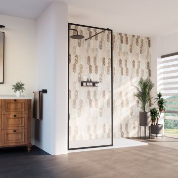 Douche Louvart Écran de 34 x 79 3/4 po. 8 mm encadrée avec verre clair et fini noir mat