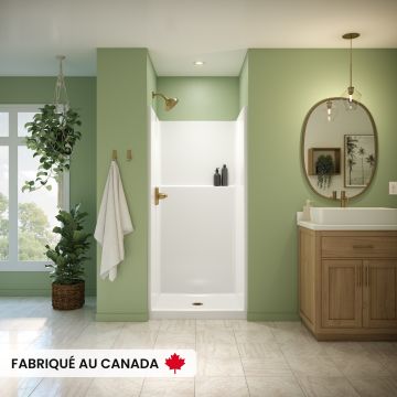 Douche Galatea SH3636 blanche une pièce pour alcôve en AcrylX™ avec drain central