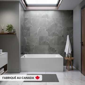 Pia 3060 BJI AFR Baignoire blanche en coin gauche en acrylique avec drain à gauche et système Activ-Air