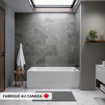 Pia 3060 BJI AFR Baignoire blanche en coin droit en acrylique avec drain à droite et système Activ-Air