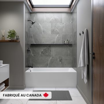 Pia 3260 BJI Baignoire blanche alcôve en acrylique avec drain à gauche et système combiné