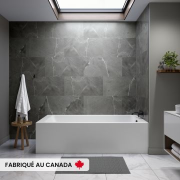 Pia 3272 BJI AFR Baignoire blanche en coin gauche en acrylique avec drain à gauche