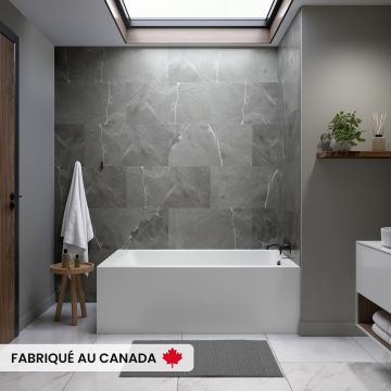 Pia 3660 BJI AFR Baignoire blanche en coin gauche en acrylique avec drain à gauche