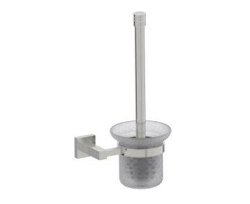 montage muraled ensemble brosse de toilette with verre givré LONDON 248610 nickel brossé