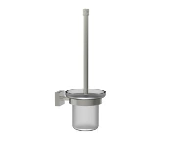 montage muraled ensemble brosse de toilette with verre givré MADRID 262610 nickel brossé