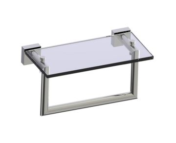 10 po tablette en verre avec barre à serviette MADRID 262676 nickel poli