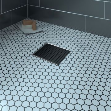 Grille carrée en noir mat 6 po x 6 po motif carré Drain carré noir mat