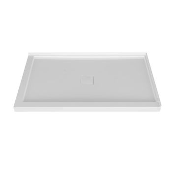 Base de douche Avec cache drain magnétique 48 x 36 po blanc lustré en coin mur à droite en blanc lustré