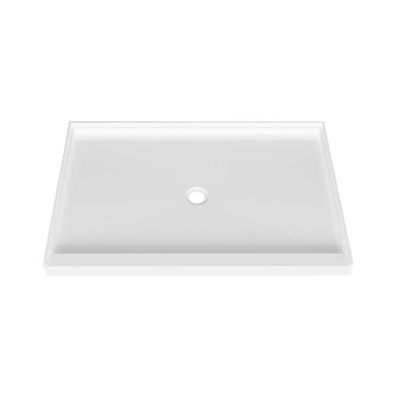 Base de douche Sans cache drain 60 x 30 po blanc lustré en alcôve en blanc lustré