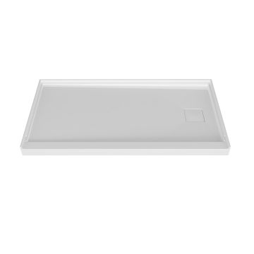 Base de douche Avec cache drain magnétique 60 x 32 po blanc lustré en alcôve drain à droite en blanc lustré
