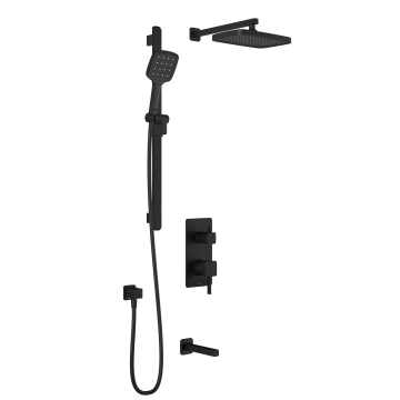 Plus - SquareOne TD3 Ensemble de douche (sans valve) - Bras mural - Noir mat
