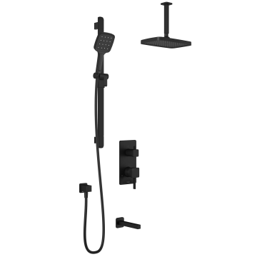 Plus - SquareOne TD3 Ensemble de douche (sans valve) - Bras vertical - Noir mat