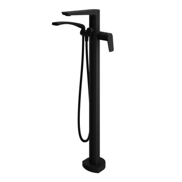Robinet de plancher pour baignoire avec douchette Moroka 60 po Noir mat