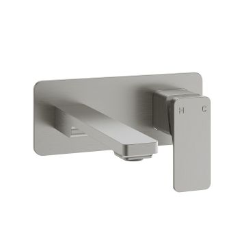 Robinet de lavabo mural avec drain à pression Kareo Nickel pur PVS