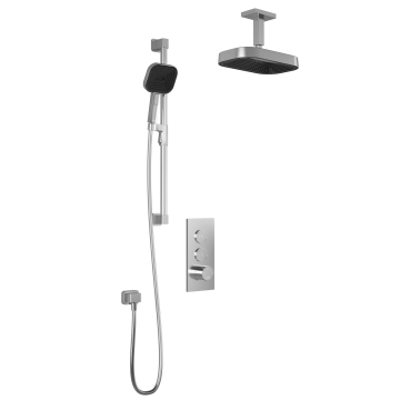 Premia - SquareOne TB2 Ensemble de douche à boutons-poussoirs (sans valve) - Bras vertical - Chrome