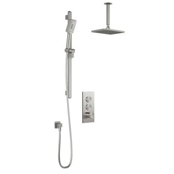 Moroka TB2 Ensemble de douche avec valve à boutons-poussoirs SquareOne 60 po Nickel pur PVS