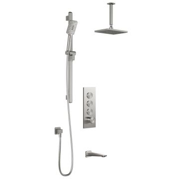 TB3 Ensemble de douche à boutons-poussoirs Moroka (sans valve) 60 po Nickel pur PVS