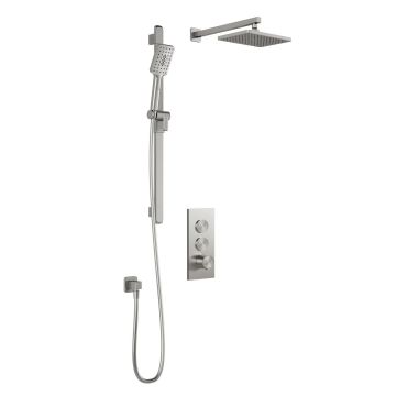 TB2 Ensemble de douche thermostatique avec valve à boutons-poussoirs Kareo 60 po Nickel pur PVS