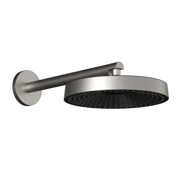 Premia Tête de pluie ronde Moroka de 300 mm (11 3/4 po) avec bras mural 90° Nickel pur PVS