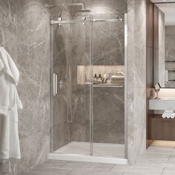 Porte de douche Bellini 2.0 48 po en alcôve Chrome