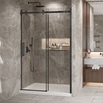 Porte de douche Bellini 2.0 54 po en alcôve noir mat