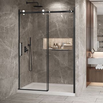 Porte de douche Bellini 2.0 60 po en alcôve noir mat
