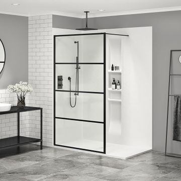 Écran de douche Indus 36 po noir mat en alcôve