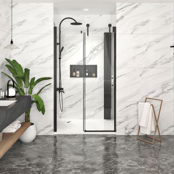 Porte de douche Infinite 48 po en alcôve noir mat