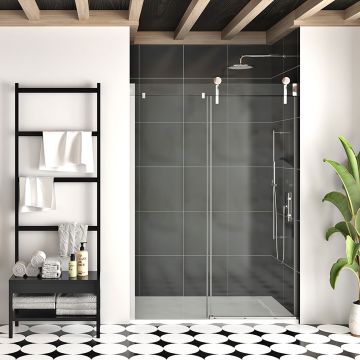 Porte de douche Infinite 60 po en alcôve Chrome