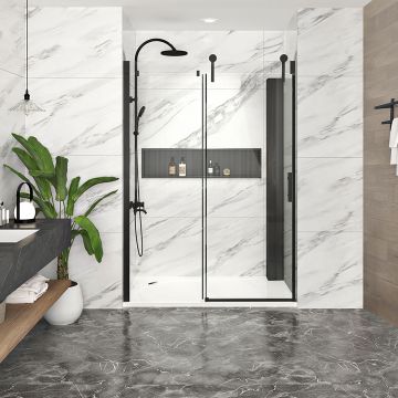 Porte de douche Infinite 60 po en alcôve noir mat