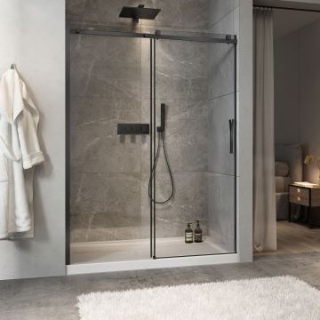 Porte de douche Minia 60 po en alcôve noir mat
