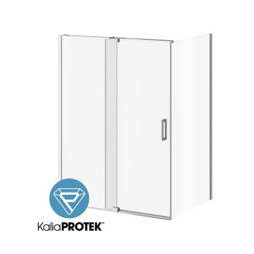 Porte de douche à pivot Distink 60 po x 77 po avec panneau de retour 36 po Chrome