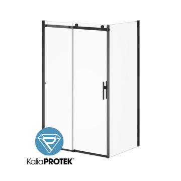 Porte de douche coulissante Koncept Evo 48 po x 77 po avec panneau de retour 36 po Noir mat
