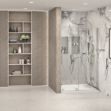 Porte de douche Slim 48 po en alcôve Chrome