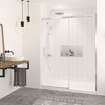Porte de douche Vague 60 po en alcôve Chrome