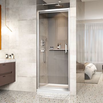 Porte de douche Xenia 32 po en alcôve chrome carré