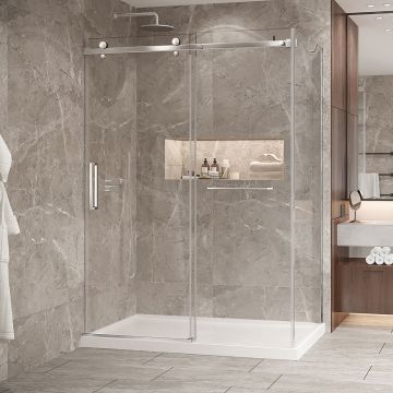 Porte de douche 60 po x Bellini 2.0 36 po en coin chrome fermeture sur mur mur à gauche porte à gauche
